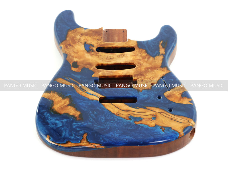 One-of-a-Kind Burl Wood Veneer Epoxy Resin ST Style Electric Guitar Body (SBE-007)
