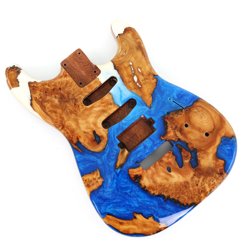 One-of-a-Kind Burl Wood Veneer Epoxy Resin ST Style Electric Guitar Body (SBE-008)