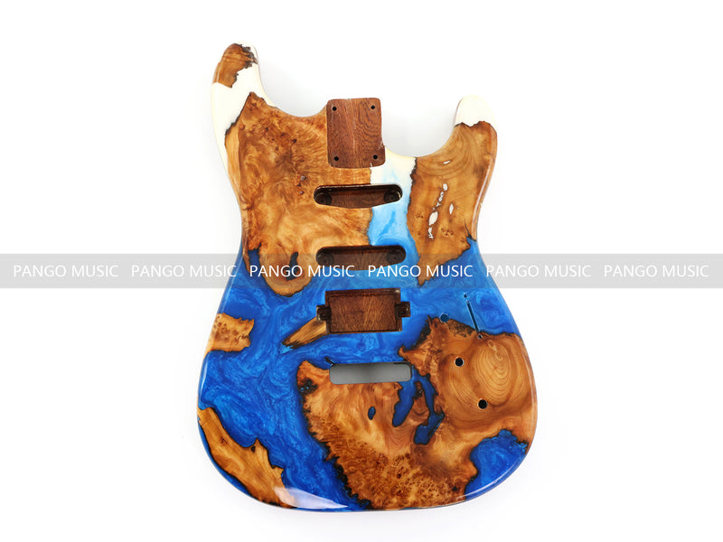 One-of-a-Kind Burl Wood Veneer Epoxy Resin ST Style Electric Guitar Body (SBE-008)