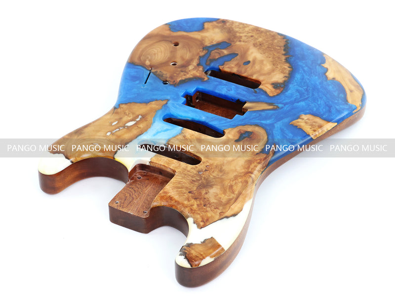 One-of-a-Kind Burl Wood Veneer Epoxy Resin ST Style Electric Guitar Body (SBE-008)