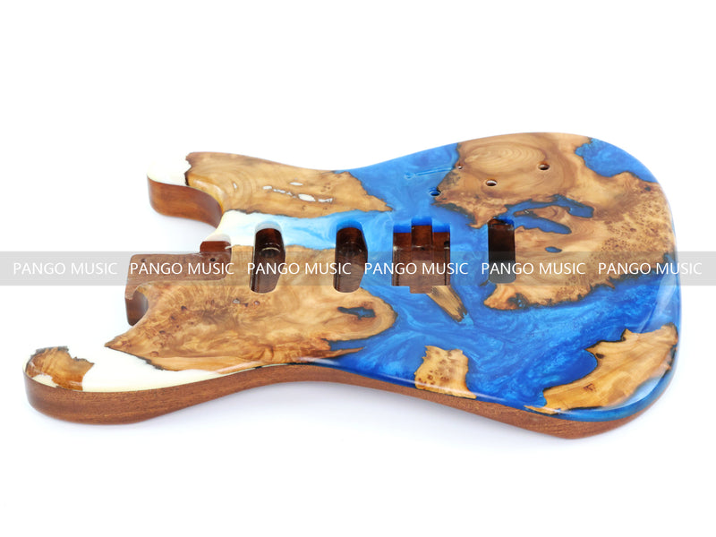 One-of-a-Kind Burl Wood Veneer Epoxy Resin ST Style Electric Guitar Body (SBE-008)