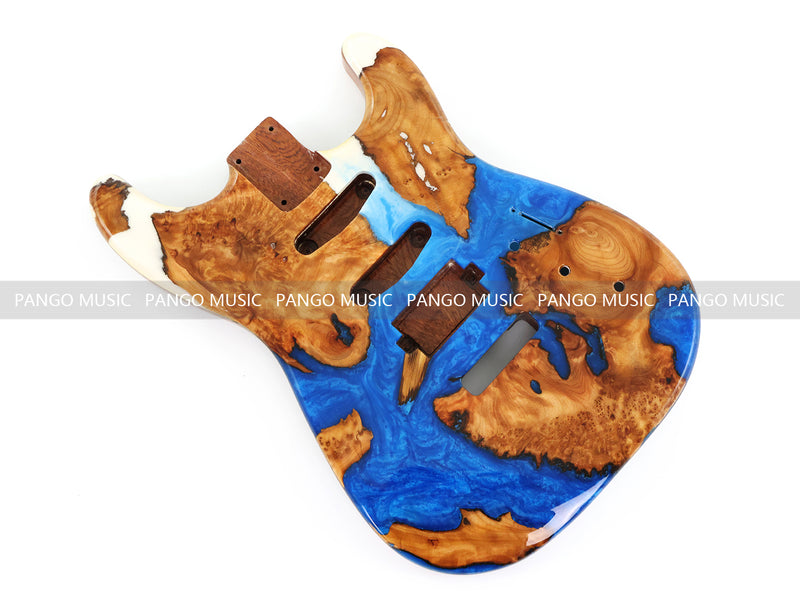 One-of-a-Kind Burl Wood Veneer Epoxy Resin ST Style Electric Guitar Body (SBE-008)
