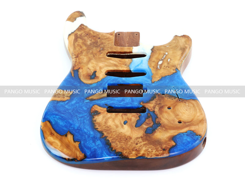 One-of-a-Kind Burl Wood Veneer Epoxy Resin ST Style Electric Guitar Body (SBE-008)