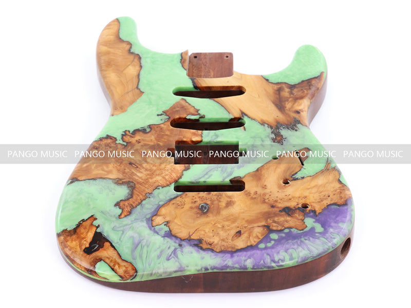 One-of-a-Kind Burl Wood Veneer Epoxy Resin ST Style Electric Guitar Body (SBE-009)