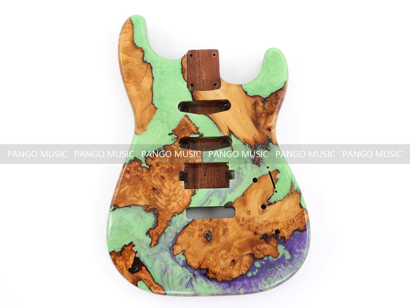 One-of-a-Kind Burl Wood Veneer Epoxy Resin ST Style Electric Guitar Body (SBE-009)