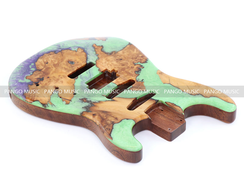 One-of-a-Kind Burl Wood Veneer Epoxy Resin ST Style Electric Guitar Body (SBE-009)