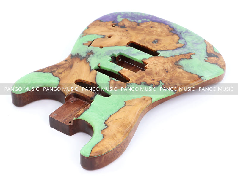 One-of-a-Kind Burl Wood Veneer Epoxy Resin ST Style Electric Guitar Body (SBE-009)