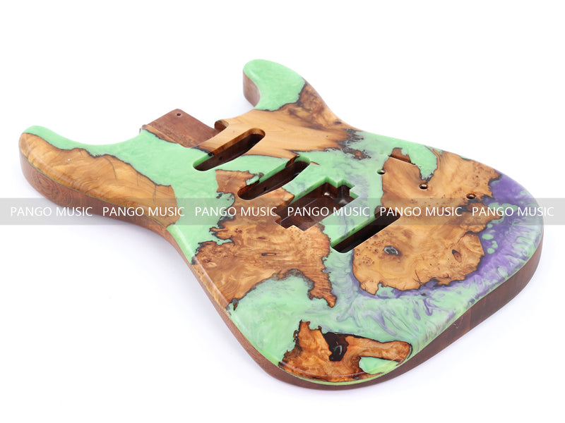 One-of-a-Kind Burl Wood Veneer Epoxy Resin ST Style Electric Guitar Body (SBE-009)