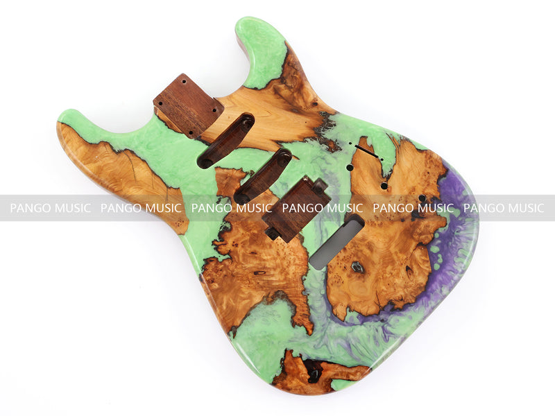 One-of-a-Kind Burl Wood Veneer Epoxy Resin ST Style Electric Guitar Body (SBE-009)