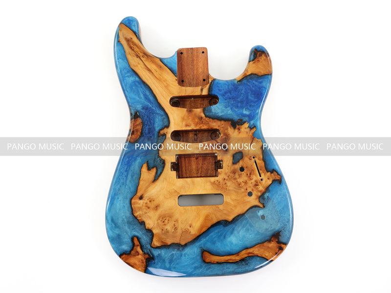 One-of-a-Kind Burl Wood Veneer Epoxy Resin ST Style Electric Guitar Body (SBE-010)