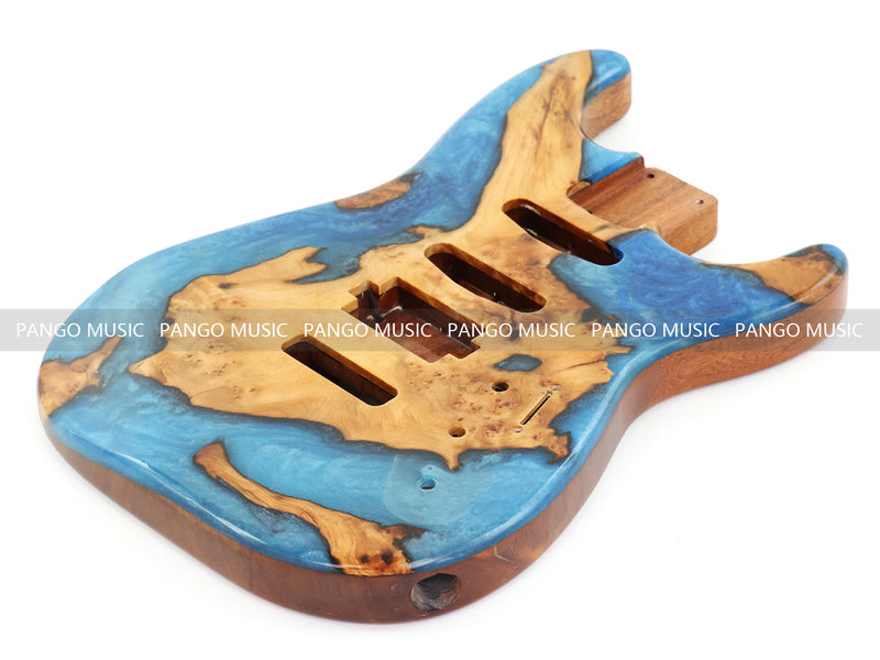 One-of-a-Kind Burl Wood Veneer Epoxy Resin ST Style Electric Guitar Body (SBE-010)