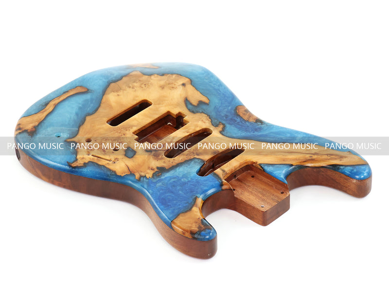 One-of-a-Kind Burl Wood Veneer Epoxy Resin ST Style Electric Guitar Body (SBE-010)