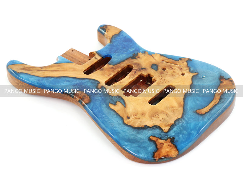 One-of-a-Kind Burl Wood Veneer Epoxy Resin ST Style Electric Guitar Body (SBE-010)