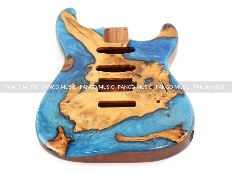 One-of-a-Kind Burl Wood Veneer Epoxy Resin ST Style Electric Guitar Body (SBE-010)