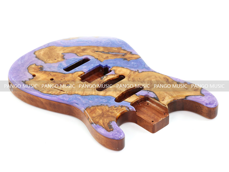 One-of-a-Kind Burl Wood Veneer Epoxy Resin ST Style Electric Guitar Body (SBE-011)