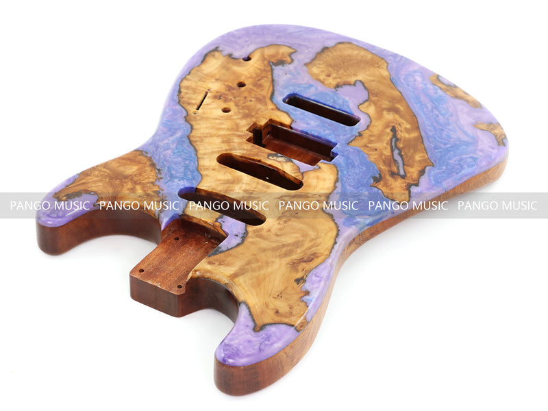 One-of-a-Kind Burl Wood Veneer Epoxy Resin ST Style Electric Guitar Body (SBE-011)