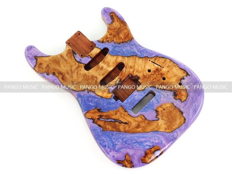 One-of-a-Kind Burl Wood Veneer Epoxy Resin ST Style Electric Guitar Body (SBE-011)