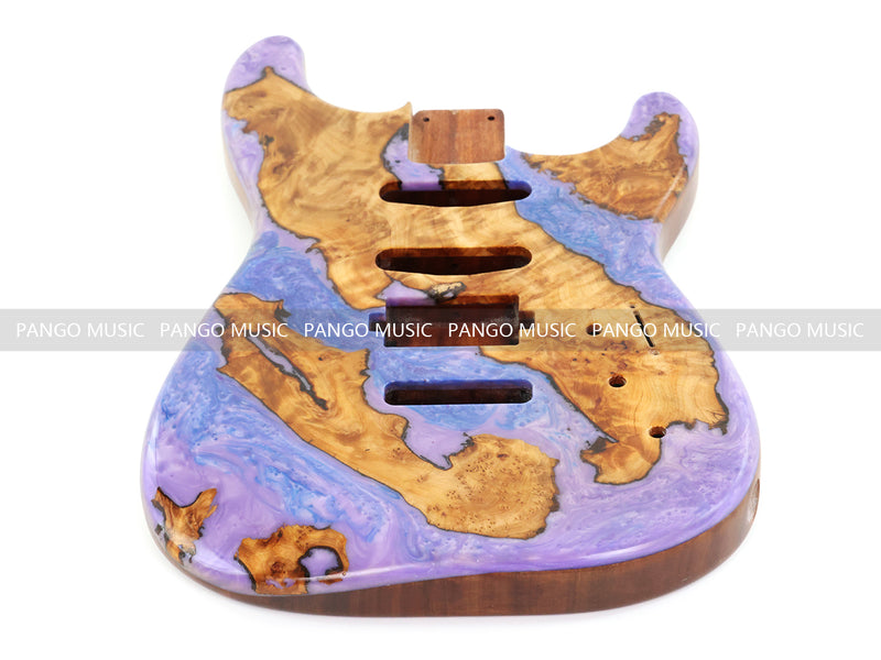 One-of-a-Kind Burl Wood Veneer Epoxy Resin ST Style Electric Guitar Body (SBE-011)