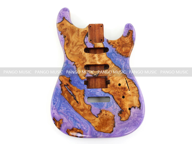 One-of-a-Kind Burl Wood Veneer Epoxy Resin ST Style Electric Guitar Body (SBE-011)