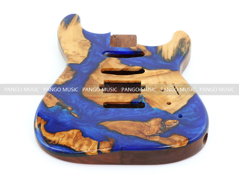 One-of-a-Kind Burl Wood Veneer Epoxy Resin ST Style Electric Guitar Body (SBE-012)