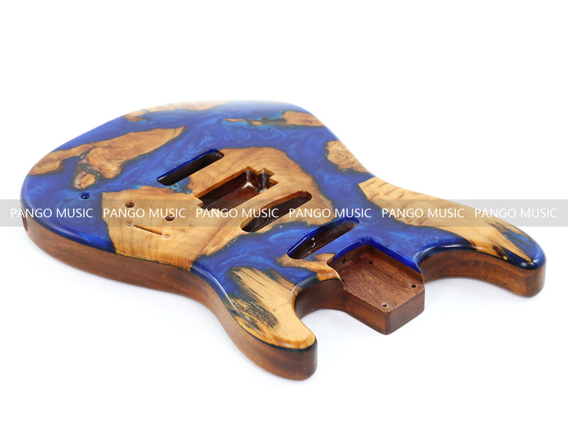 One-of-a-Kind Burl Wood Veneer Epoxy Resin ST Style Electric Guitar Body (SBE-012)