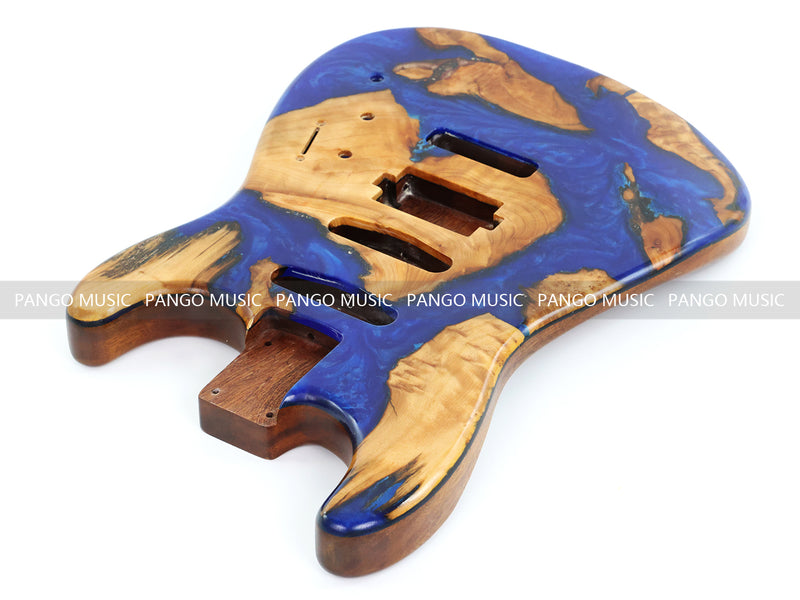 One-of-a-Kind Burl Wood Veneer Epoxy Resin ST Style Electric Guitar Body (SBE-012)