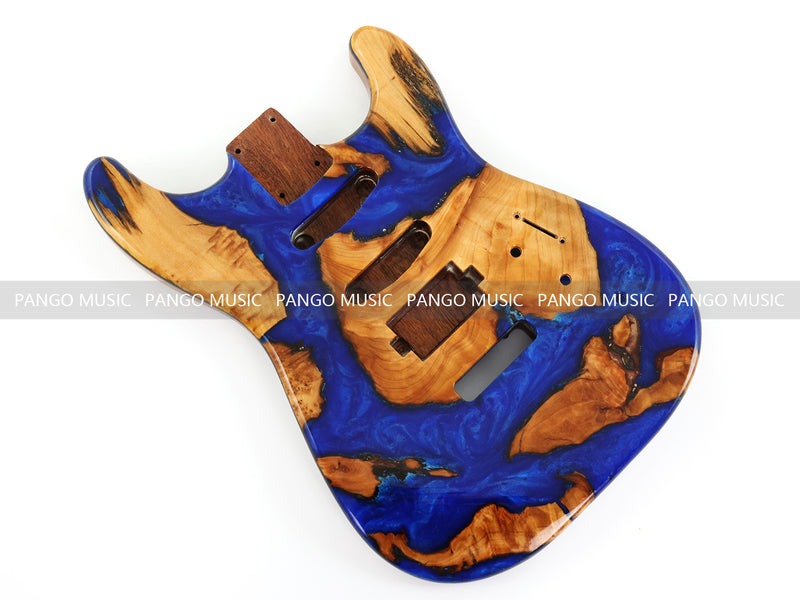 One-of-a-Kind Burl Wood Veneer Epoxy Resin ST Style Electric Guitar Body (SBE-012)