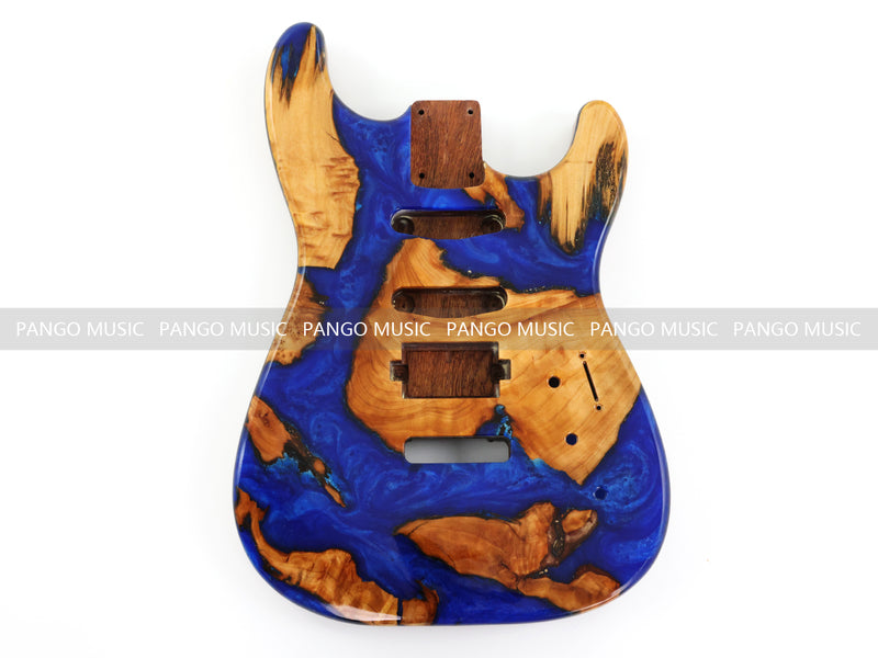 One-of-a-Kind Burl Wood Veneer Epoxy Resin ST Style Electric Guitar Body (SBE-012)