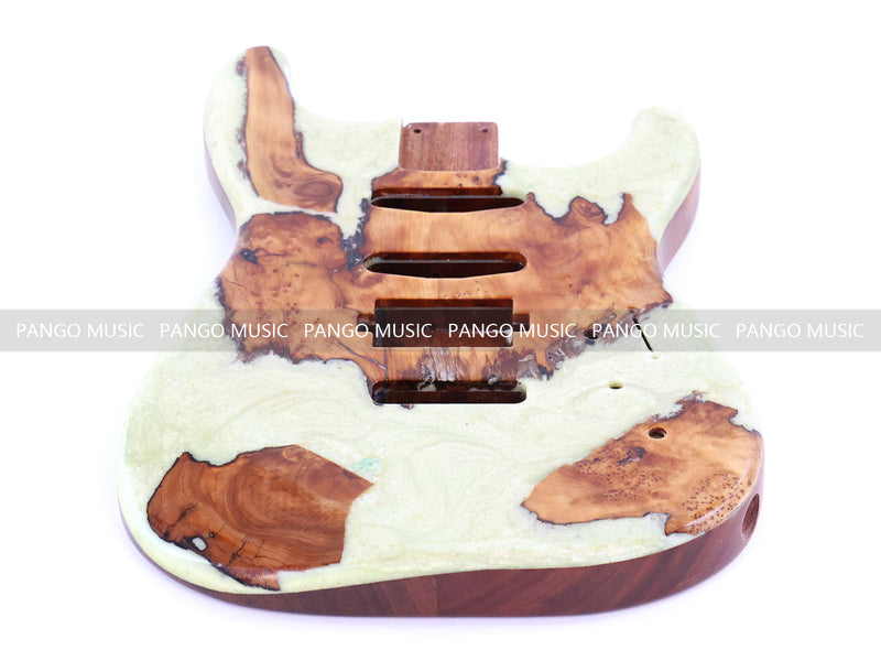 One-of-a-Kind Burl Wood Veneer Epoxy Resin ST Style Electric Guitar Body (SBE-013)