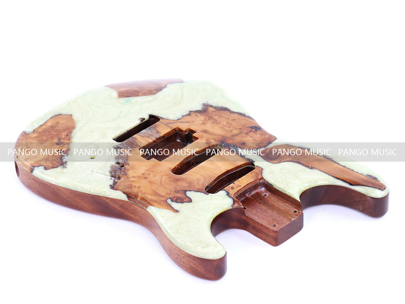 One-of-a-Kind Burl Wood Veneer Epoxy Resin ST Style Electric Guitar Body (SBE-013)