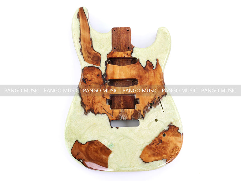 One-of-a-Kind Burl Wood Veneer Epoxy Resin ST Style Electric Guitar Body (SBE-013)