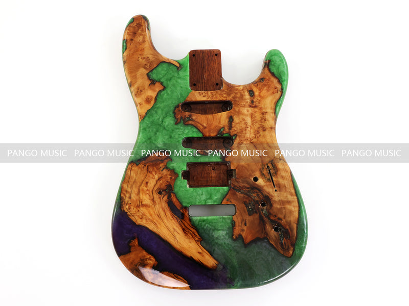 One-of-a-Kind Burl Wood Veneer Epoxy Resin ST Style Electric Guitar Body (SBE-014)