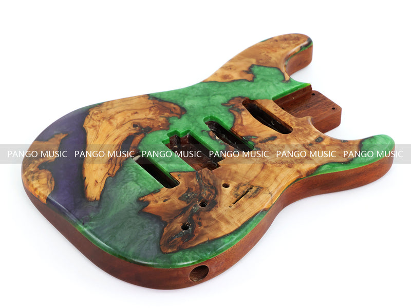 One-of-a-Kind Burl Wood Veneer Epoxy Resin ST Style Electric Guitar Body (SBE-014)