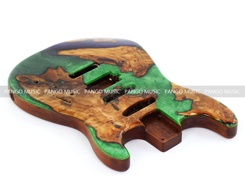 One-of-a-Kind Burl Wood Veneer Epoxy Resin ST Style Electric Guitar Body (SBE-014)