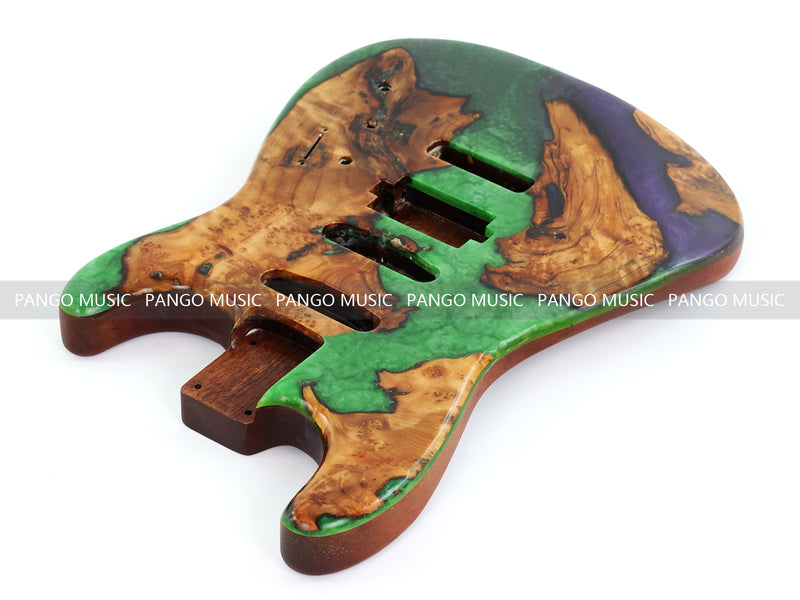 One-of-a-Kind Burl Wood Veneer Epoxy Resin ST Style Electric Guitar Body (SBE-014)