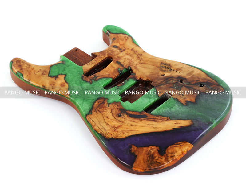 One-of-a-Kind Burl Wood Veneer Epoxy Resin ST Style Electric Guitar Body (SBE-014)