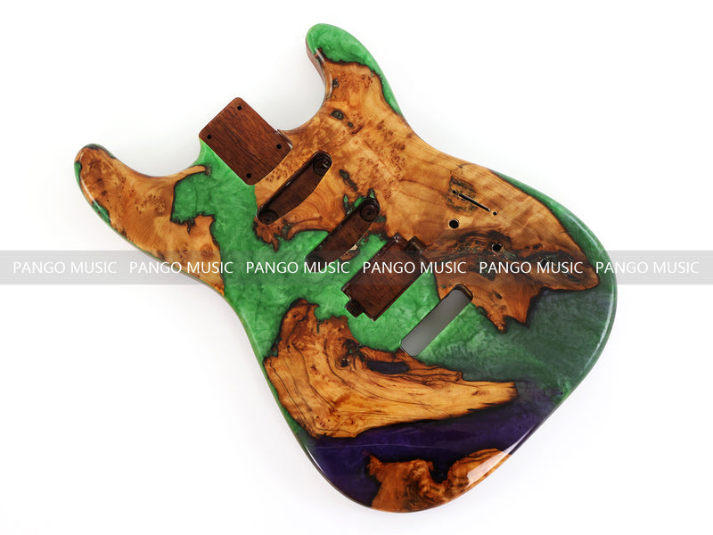 One-of-a-Kind Burl Wood Veneer Epoxy Resin ST Style Electric Guitar Body (SBE-014)