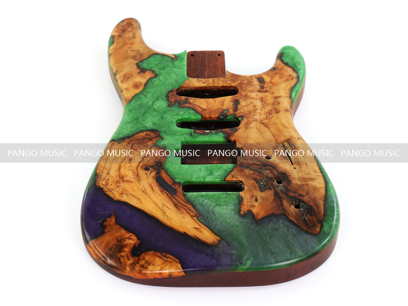 One-of-a-Kind Burl Wood Veneer Epoxy Resin ST Style Electric Guitar Body (SBE-014)