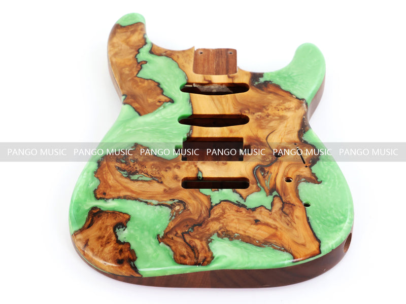 One-of-a-Kind Burl Wood Veneer Epoxy Resin ST Style Electric Guitar Body (SBE-015)