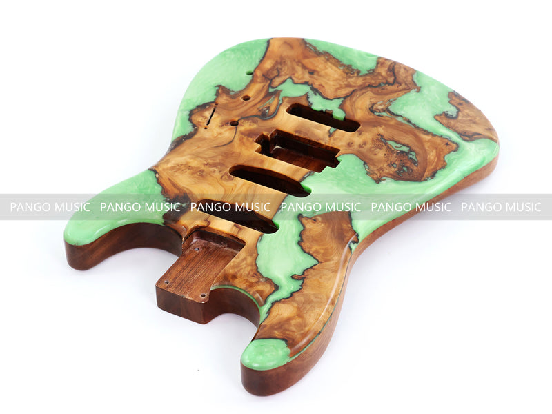 One-of-a-Kind Burl Wood Veneer Epoxy Resin ST Style Electric Guitar Body (SBE-015)