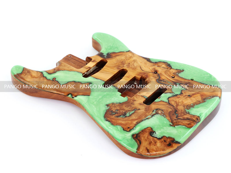 One-of-a-Kind Burl Wood Veneer Epoxy Resin ST Style Electric Guitar Body (SBE-015)