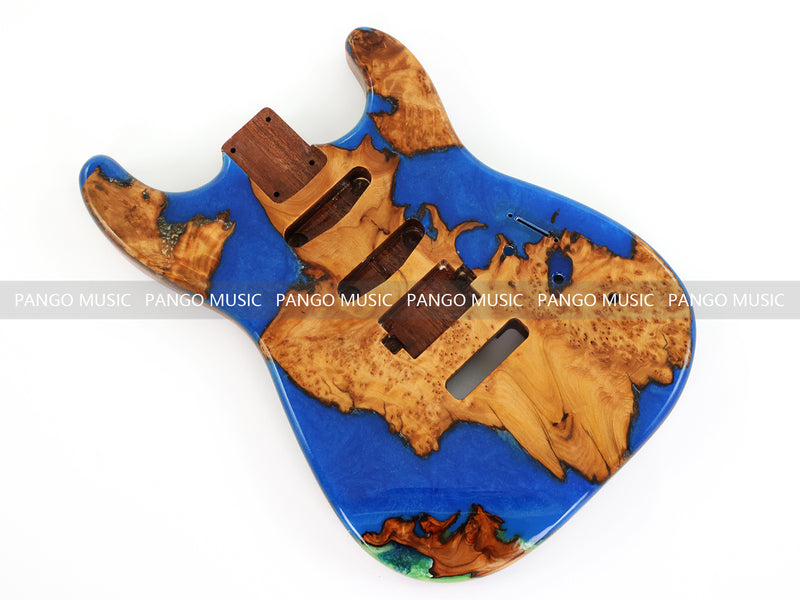 One-of-a-Kind Burl Wood Veneer Epoxy Resin ST Style Electric Guitar Body (SBE-016)