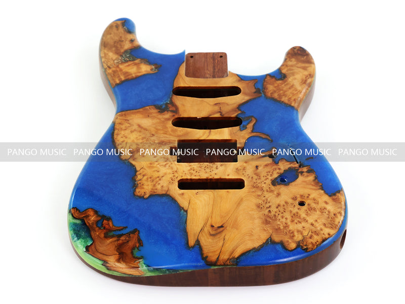 One-of-a-Kind Burl Wood Veneer Epoxy Resin ST Style Electric Guitar Body (SBE-016)
