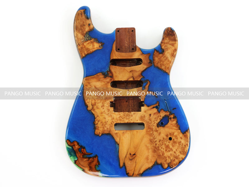 One-of-a-Kind Burl Wood Veneer Epoxy Resin ST Style Electric Guitar Body (SBE-016)