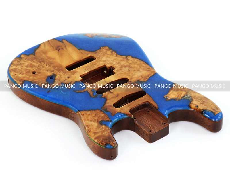 One-of-a-Kind Burl Wood Veneer Epoxy Resin ST Style Electric Guitar Body (SBE-016)