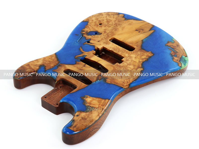 One-of-a-Kind Burl Wood Veneer Epoxy Resin ST Style Electric Guitar Body (SBE-016)
