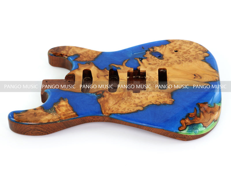 One-of-a-Kind Burl Wood Veneer Epoxy Resin ST Style Electric Guitar Body (SBE-016)