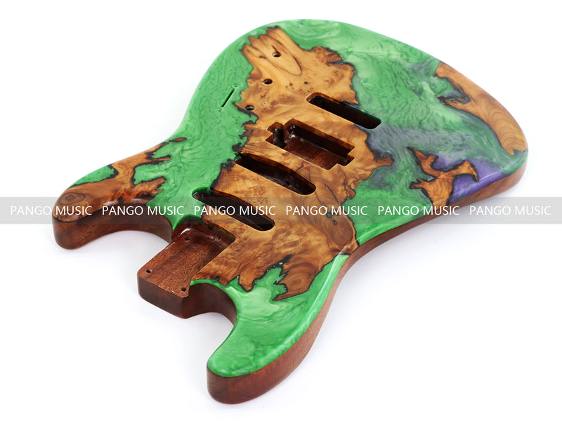 One-of-a-Kind Burl Wood Veneer Epoxy Resin ST Style Electric Guitar Body (SBE-017)