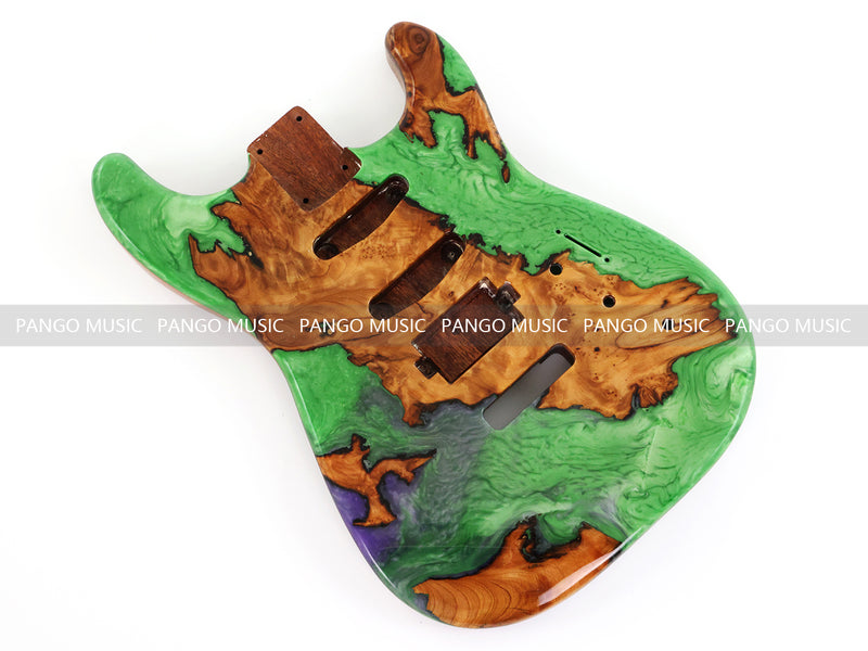 One-of-a-Kind Burl Wood Veneer Epoxy Resin ST Style Electric Guitar Body (SBE-017)