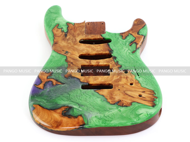 One-of-a-Kind Burl Wood Veneer Epoxy Resin ST Style Electric Guitar Body (SBE-017)